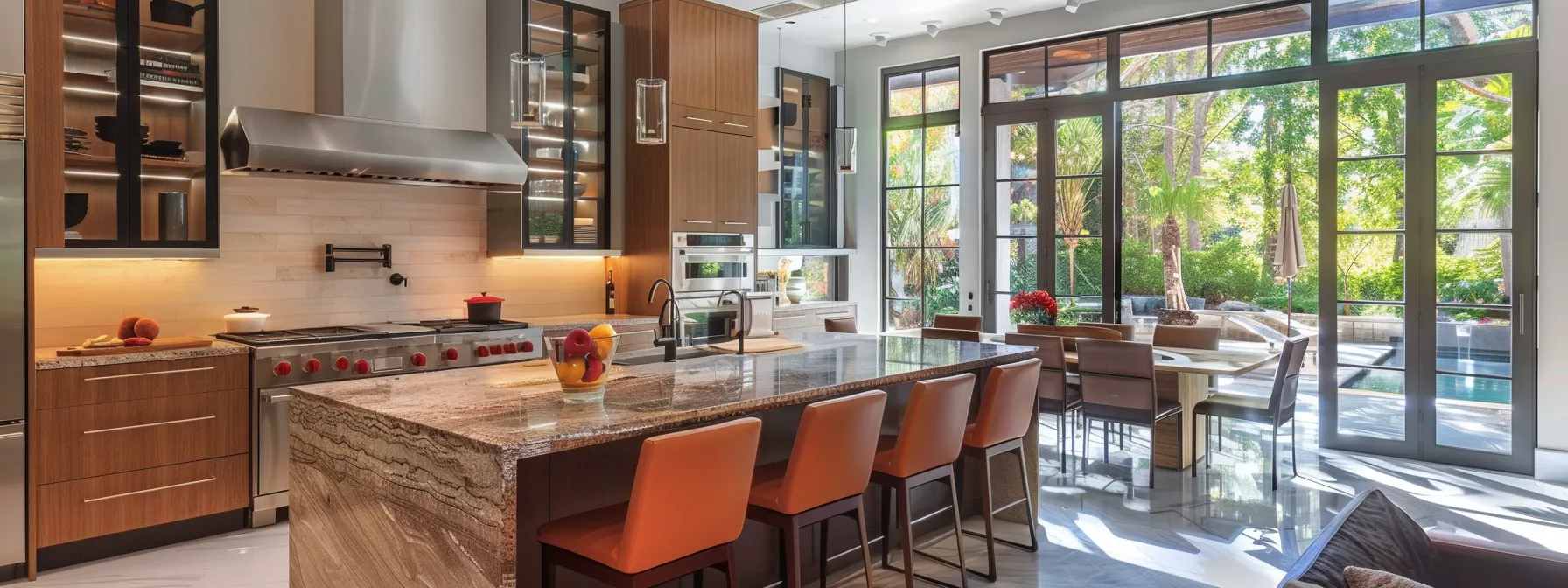 kitchen with granite countertop bright and organize
